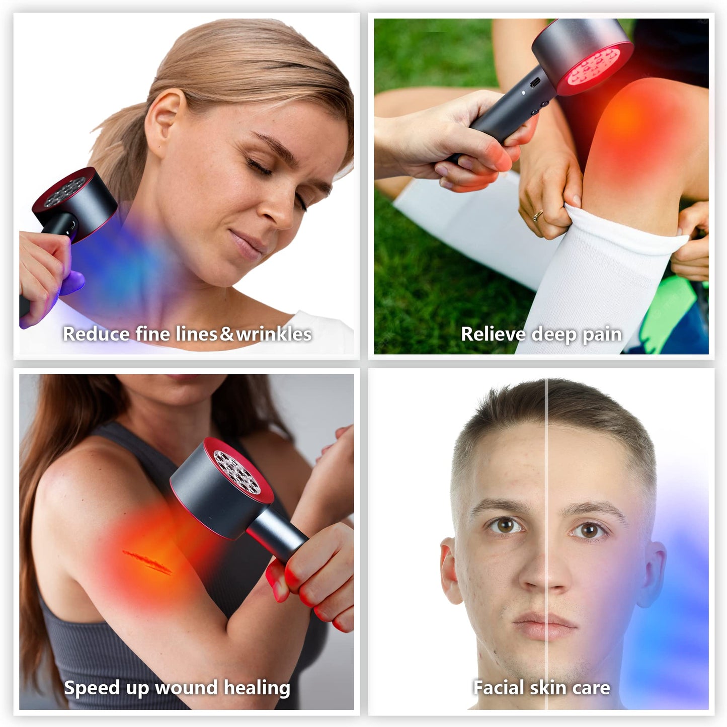 Red and Blue Light Therapy Handheld Device
